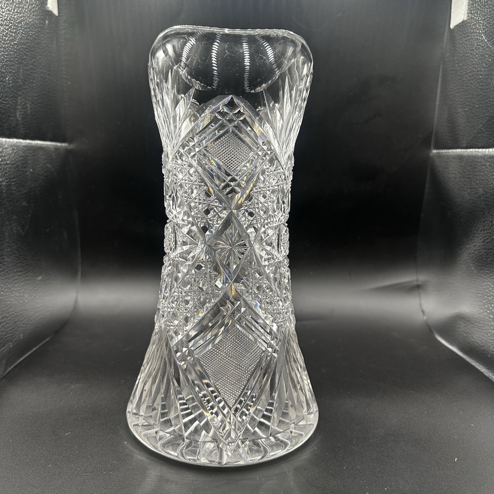 Antique American Brilliant Period Hand Cut Lead Crystal Pitcher Heavy 9.75" Tall - Picture 2 of 16